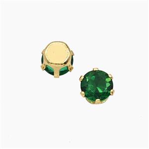 Green Cubic Zirconia Beads Prong-Set No-Hole, approx 5mm [FD29140]