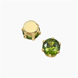 Olive Cubic Zirconia Beads Prong-Set No-Hole, approx 5mm [FD29141]