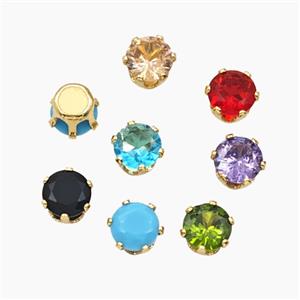 Cubic Zirconia Beads Prong-Set No-Hole Mixed Color, approx 5mm [FD29143]