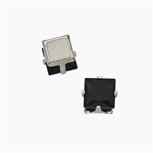 Black Cubic Zirconia Square Beads Prong-Set No-Hole, approx 6mm [FD29144]