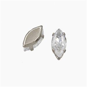Clear Cubic Zirconia Eye Beads Prong-Set No-Hole, approx 4-8mm [FD29149]