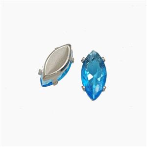 Blue Cubic Zirconia Eye Beads Prong-Set No-Hole, approx 4-8mm [FD29150]