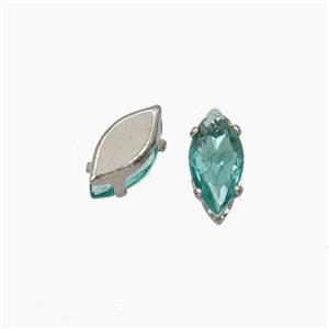Green Cubic Zirconia Eye Beads Prong-Set No-Hole, approx 4-8mm [FD29151]