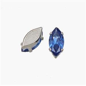 Skyblue Cubic Zirconia Eye Beads Prong-Set No-Hole, approx 4-8mm [FD29152]
