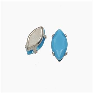 Turqblue Cubic Zirconia Eye Beads Prong-Set No-Hole, approx 4-8mm [FD29153]