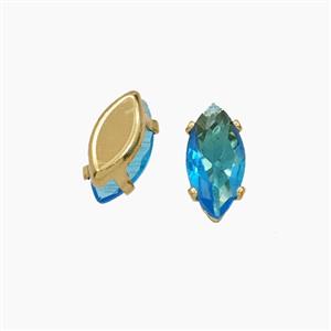 Blue Cubic Zirconia Eye Beads Prong-Set No-Hole, approx 4-8mm [FD29156]