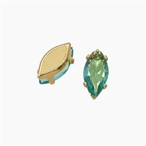 Green Cubic Zirconia Eye Beads Prong-Set No-Hole, approx 4-8mm [FD29157]