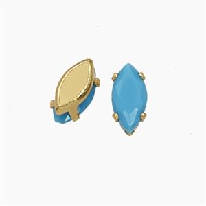Turqblue Cubic Zirconia Eye Beads Prong-Set No-Hole, approx 4-8mm [FD29159]