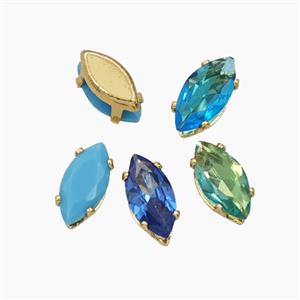 Cubic Zirconia Eye Beads Prong-Set No-Hole Mixed, approx 4-8mm [FD29160]