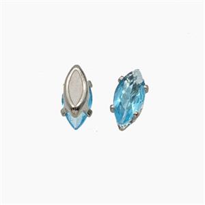 Blue Cubic Zirconia Eye Beads Prong-Set No-Hole, approx 3-6mm [FD29161]