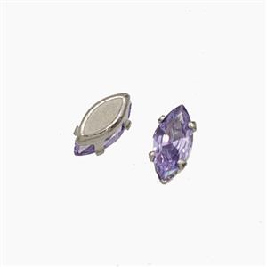 Purple Cubic Zirconia Eye Beads Prong-Set No-Hole, approx 3-6mm [FD29162]
