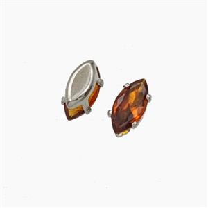 Orange Cubic Zirconia Eye Beads Prong-Set No-Hole, approx 3-6mm [FD29163]