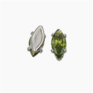 Olive Cubic Zirconia Eye Beads Prong-Set No-Hole, approx 3-6mm [FD29164]