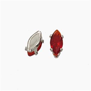 Red Cubic Zirconia Eye Beads Prong-Set No-Hole, approx 2.5-5mm [FD29165]