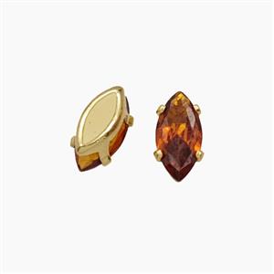 Orange Cubic Zirconia Eye Beads Prong-Set No-Hole, approx 3-6mm [FD29169]