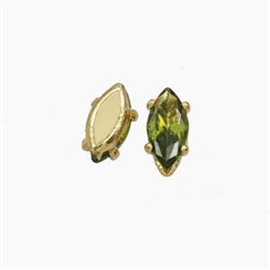 Olive Cubic Zirconia Eye Beads Prong-Set No-Hole, approx 3-6mm [FD29170]