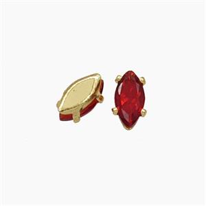 Red Cubic Zirconia Eye Beads Prong-Set No-Hole, approx 2.5-5mm [FD29171]