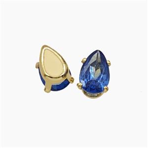 Skyblue Cubic Zirconia Teardrop Beads Prong-Set No-Hole, approx 4-6mm [FD29183]
