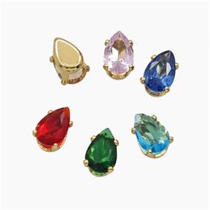 Cubic Zirconia Teardrop Beads Prong-Set No-Hole Mixed, approx 4-6mm [FD29186]