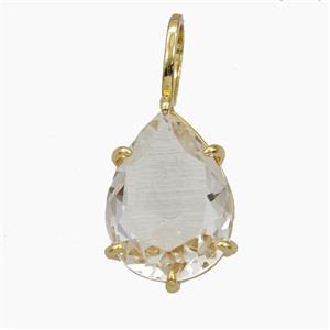 Clear Crystal Glass Teardrop Pendant, approx 12-27mm [FD29187]