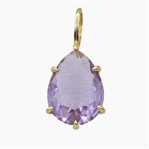 Purple Crystal Glass Teardrop Pendant, approx 12-27mm [FD29191]