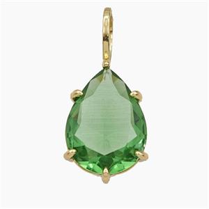 Green Crystal Glass Teardrop Pendant, approx 12-27mm [FD29192]