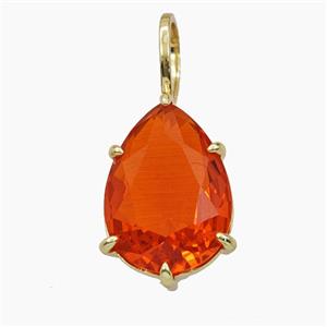 Red Crystal Glass Teardrop Pendant, approx 12-27mm [FD29194]