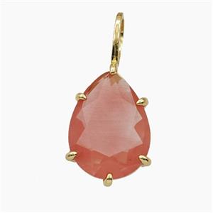 Pink Crystal Glass Teardrop Pendant, approx 12-27mm [FD29198]