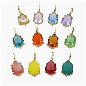 Crystal Glass Teardrop Pendant Mixed, approx 12-27mm [FD29200]