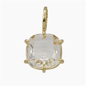 Clear Crystal Glass Square Pendant, approx 13-22mm [FD29201]