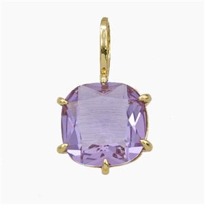 Purple Crystal Glass Square Pendant, approx 13-22mm [FD29204]
