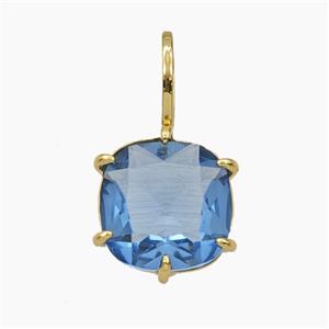 Blue Crystal Glass Square Pendant, approx 13-22mm [FD29205]