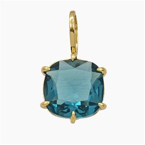 Peacockblue Crystal Glass Square Pendant, approx 13-22mm [FD29206]