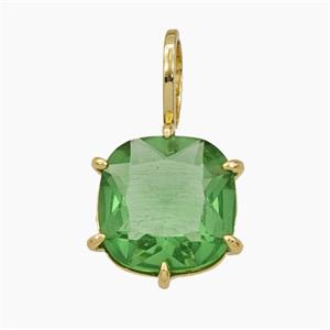 Green Crystal Glass Square Pendant, approx 13-22mm [FD29207]