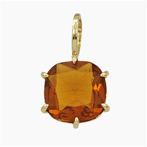 AmberOrange Crystal Glass Square Pendant, approx 13-22mm [FD29208]