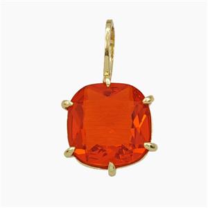 Red Crystal Glass Square Pendant, approx 13-22mm [FD29209]