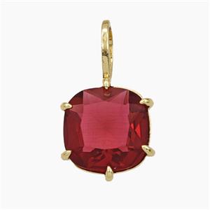 Fuchsia Crystal Glass Square Pendant, approx 13-22mm [FD29210]