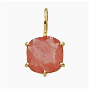 Pink Crystal Glass Square Pendant, approx 13-22mm [FD29211]