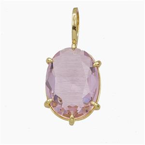 Pink Crystal Glass Oval Pendant, approx 12-27mm [FD29217]