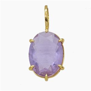 Purple Crystal Glass Oval Pendant, approx 12-27mm [FD29218]
