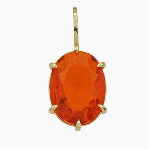 Red Crystal Glass Oval Pendant, approx 12-27mm [FD29223]