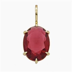 Fuchsia Crystal Glass Oval Pendant, approx 12-27mm [FD29224]