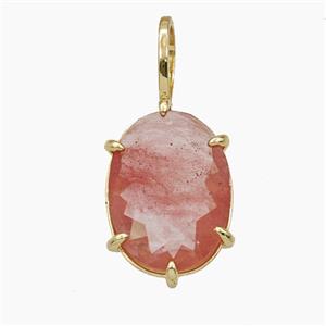 Pink Crystal Glass Oval Pendant, approx 12-27mm [FD29225]