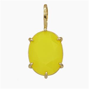 Yellow Crystal Glass Oval Pendant, approx 12-27mm [FD29227]