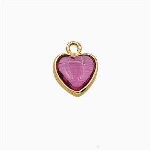 Pink Crystal Glass Heart Pendant, approx 7mm [FD29231]