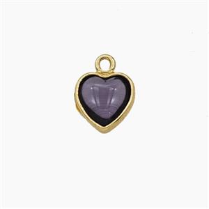 Purple Crystal Glass Heart Pendant, approx 7mm [FD29234]