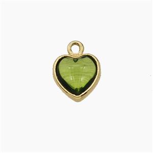 Olive Crystal Glass Heart Pendant, approx 7mm [FD29238]