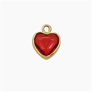 Red Crystal Glass Heart Pendant, approx 7mm [FD29240]