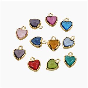 Crystal Glass Heart Pendant Mixed, approx 7mm [FD29241]