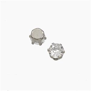 White Cubic Zirconia Beads Prong-Set No-Hole, approx 4.5mm [FD29242]